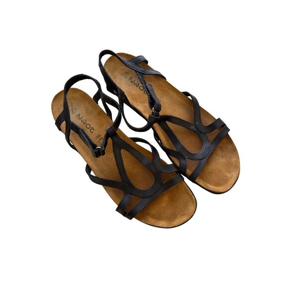 Naot Womens Strappy Black Leather Sandals Size 41 EU - Picture 1 of 10